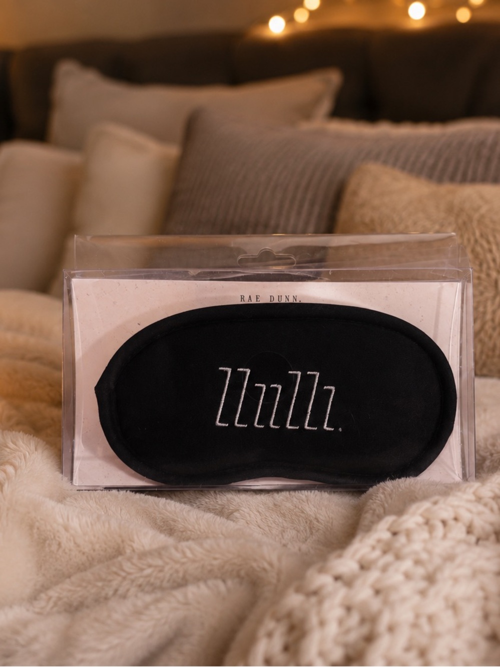 Rae Dunn Black Sleep Eye Mask with 'Zzzzz' Embroidery